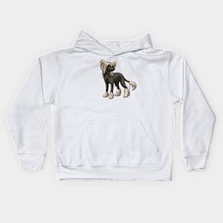 Dog - Chinese Crested - Hairless - Black and White Kids Hoodie